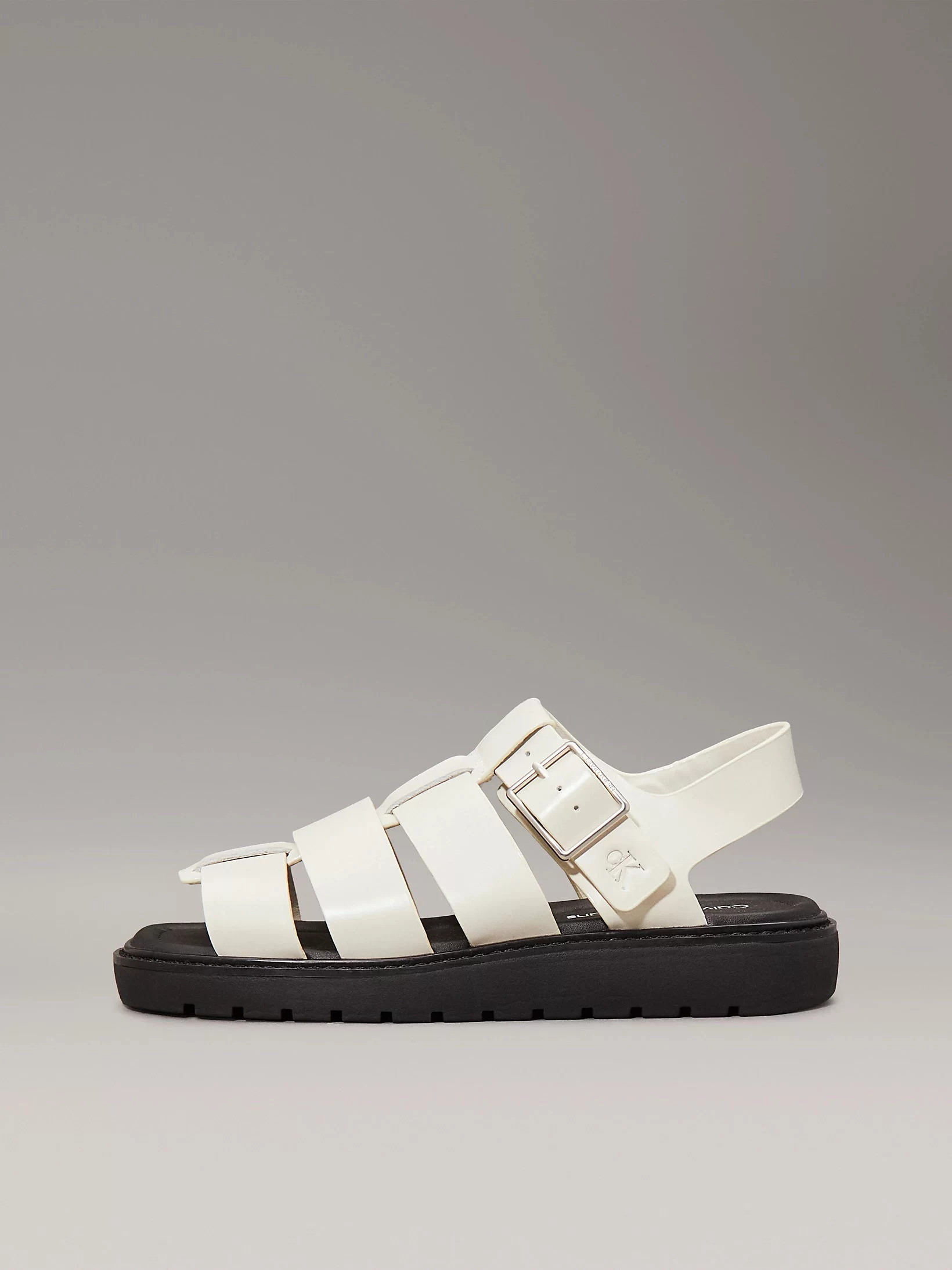 Calvin Klein Kadın Siyah-Beyaz  Deri Balıkçı Sandalet