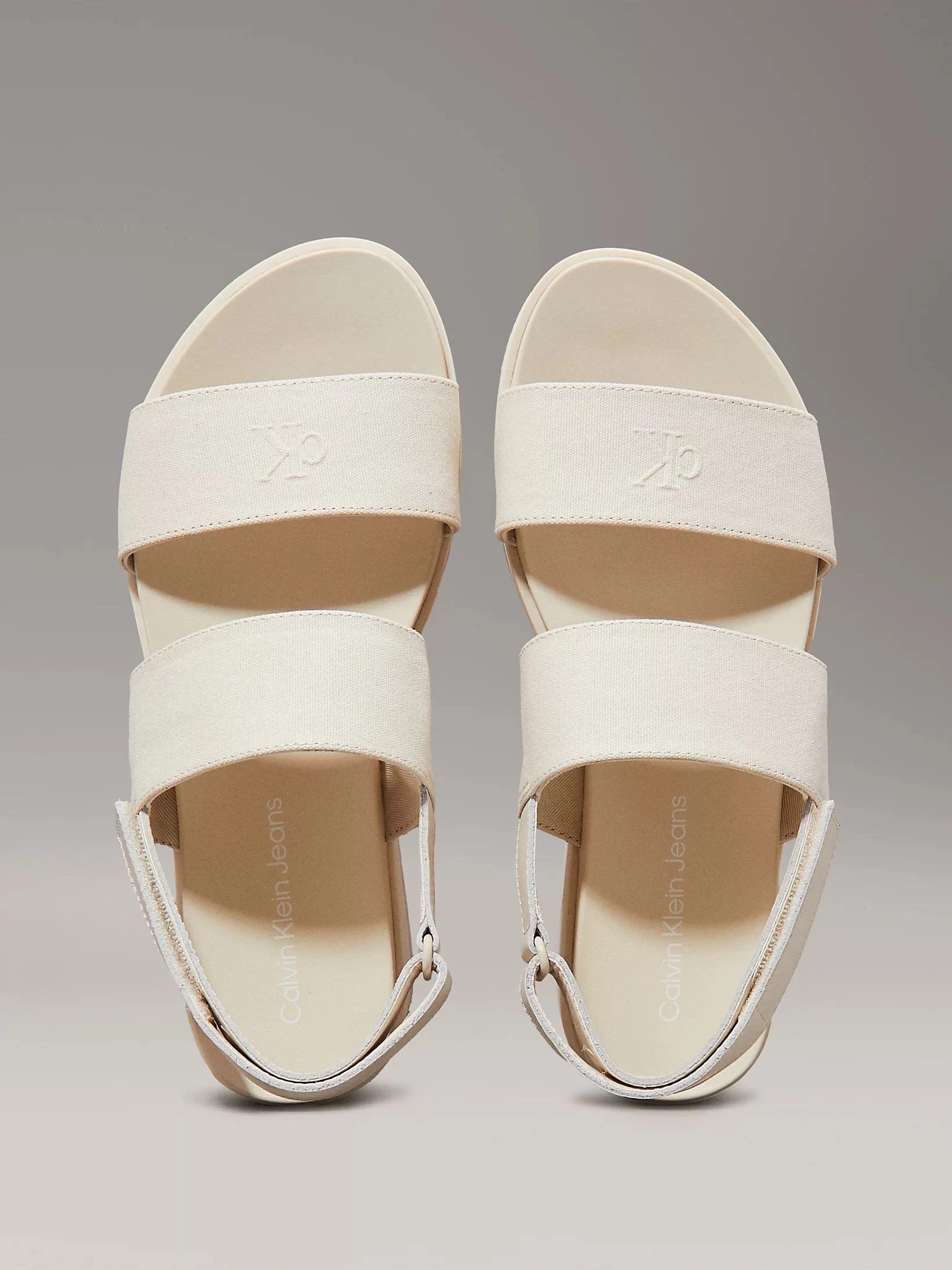 Calvin Klein Kadın  Bej  Tuval Paltform Kamalı Sandalet