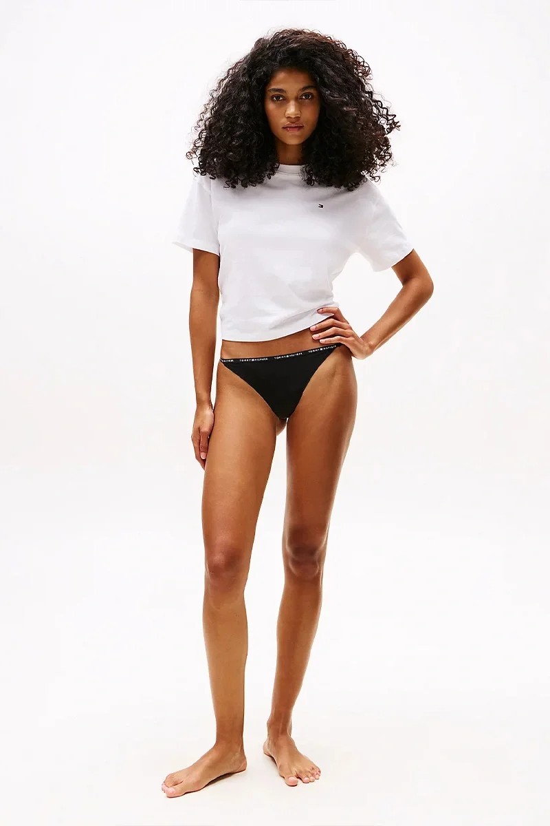 Tommy Hilfiger 3 PACK MULTI SHAPE BOTTOM Kadın siyah İç Çamaşırı UW0UW057560V2