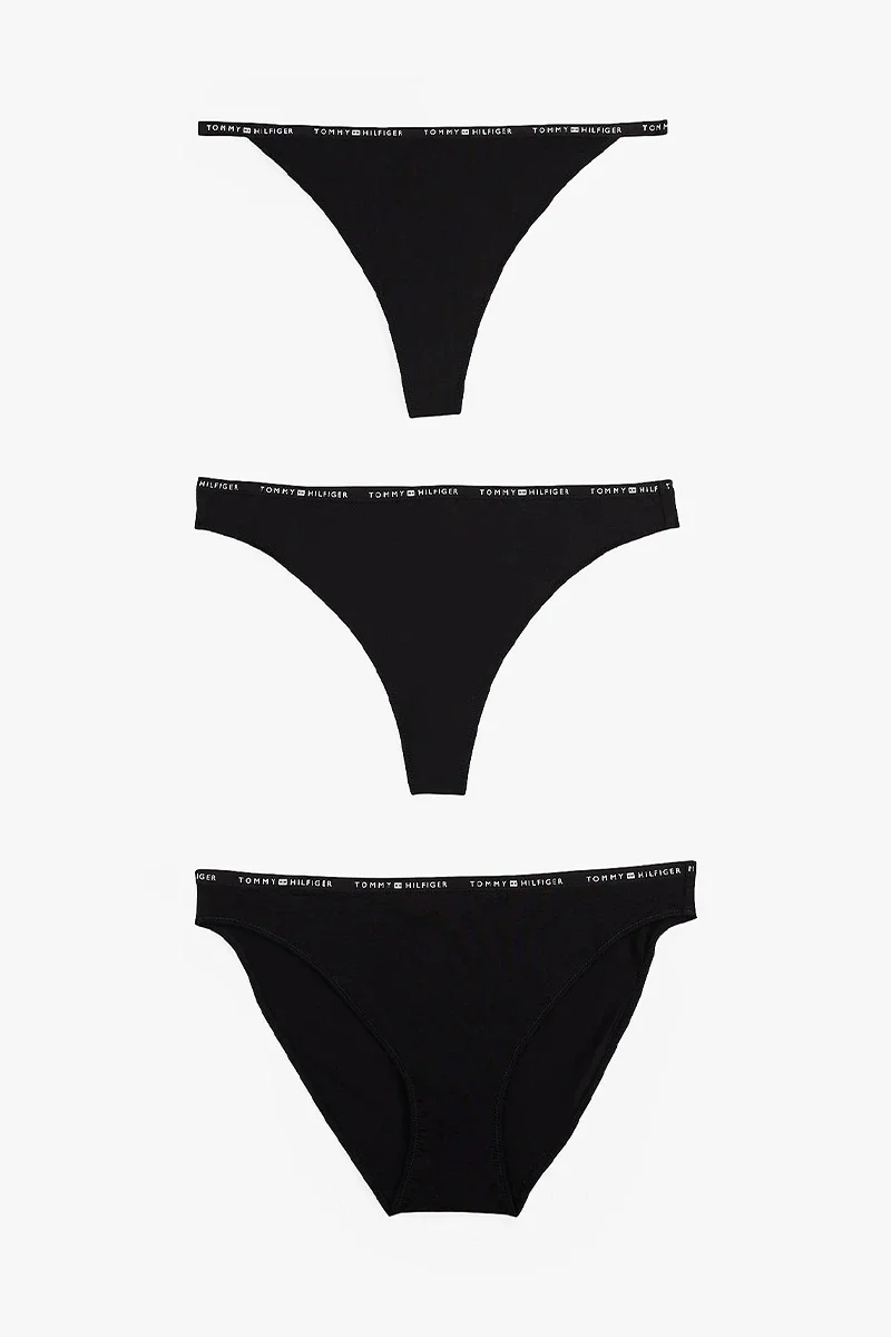 Tommy Hilfiger 3 PACK MULTI SHAPE BOTTOM Kadın siyah İç Çamaşırı UW0UW057560V2