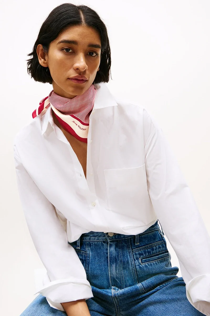 Tommy Hilfiger Kadın İpek Kırmızı Eşarrp AW0AW17629XLD