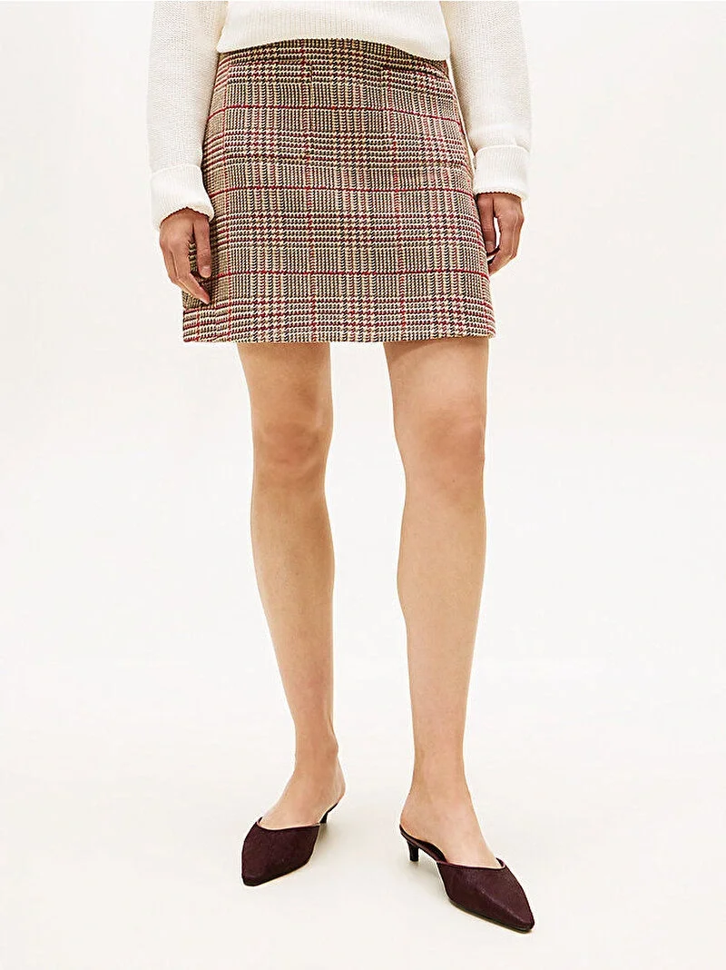 Tommy Hilfiger Seansonal Texture Kadın  Mini Etek WW0WW482650OG