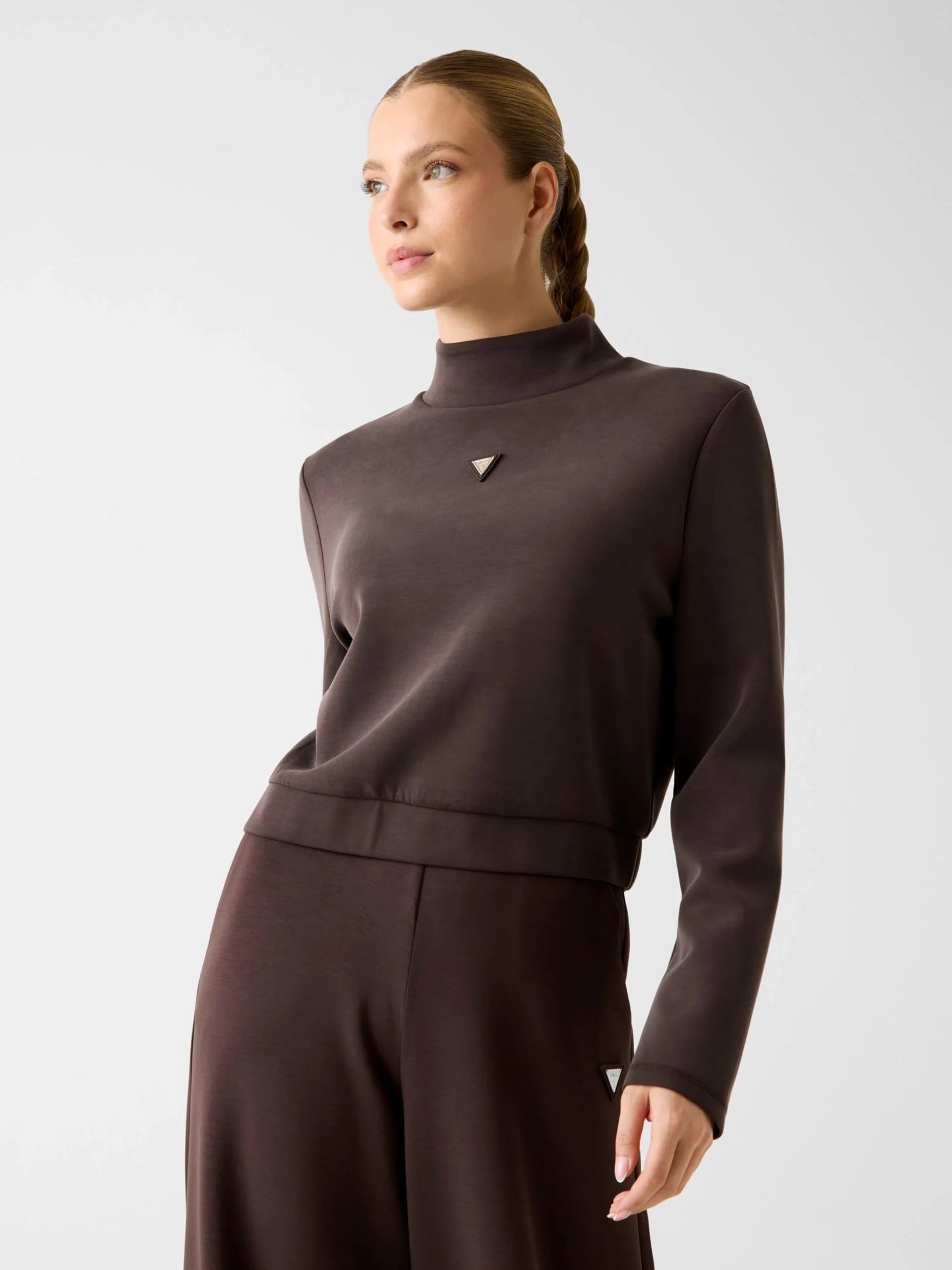 Guess Olympe Yüksek Yaka Kadın Kahverengi Sweatshirt V4YQ05KCAY2-A10K