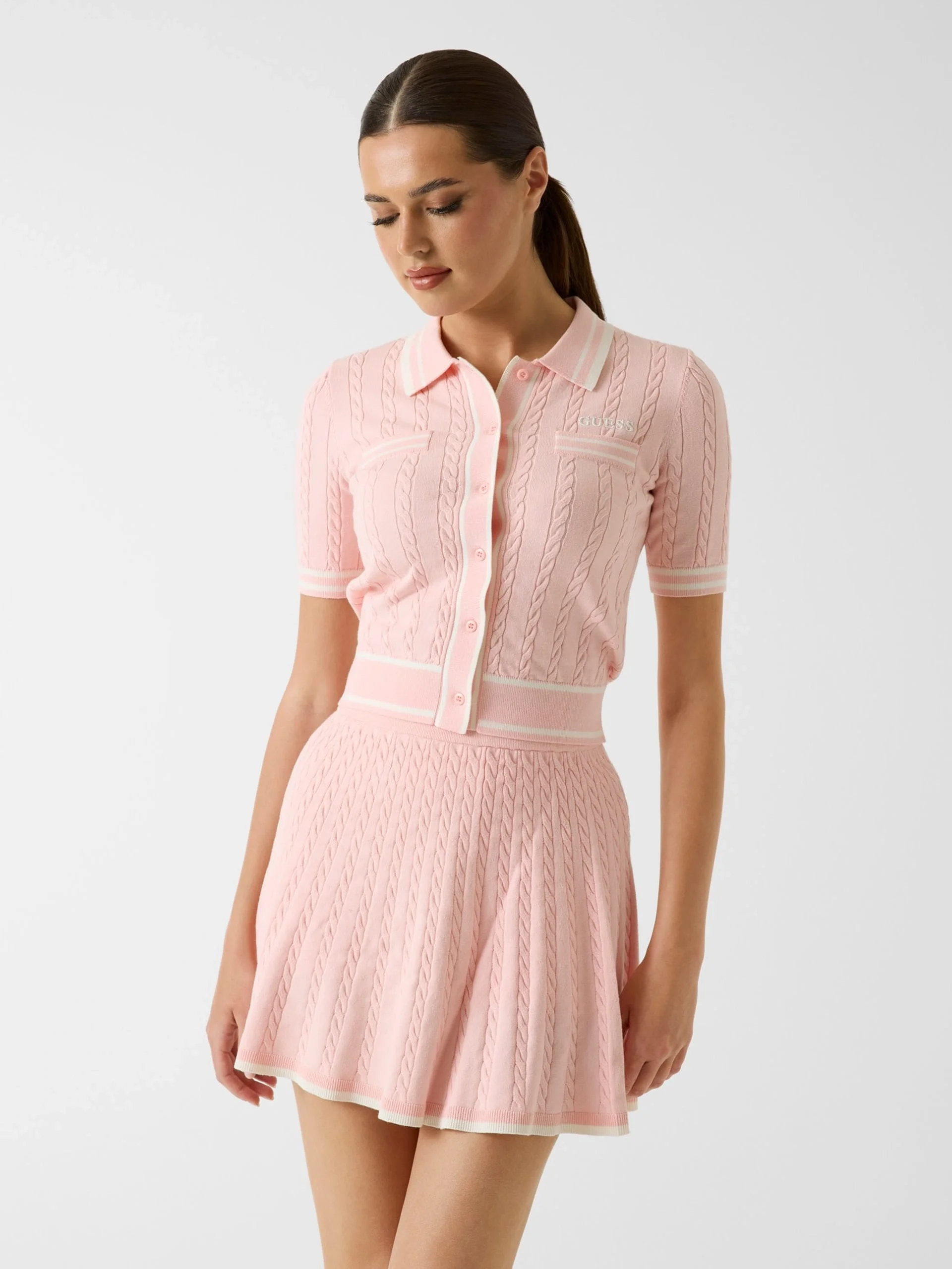 Guess Shari Polo Hırka Triko Kadın Pembe Hırka V6RR02Z4652-G66E