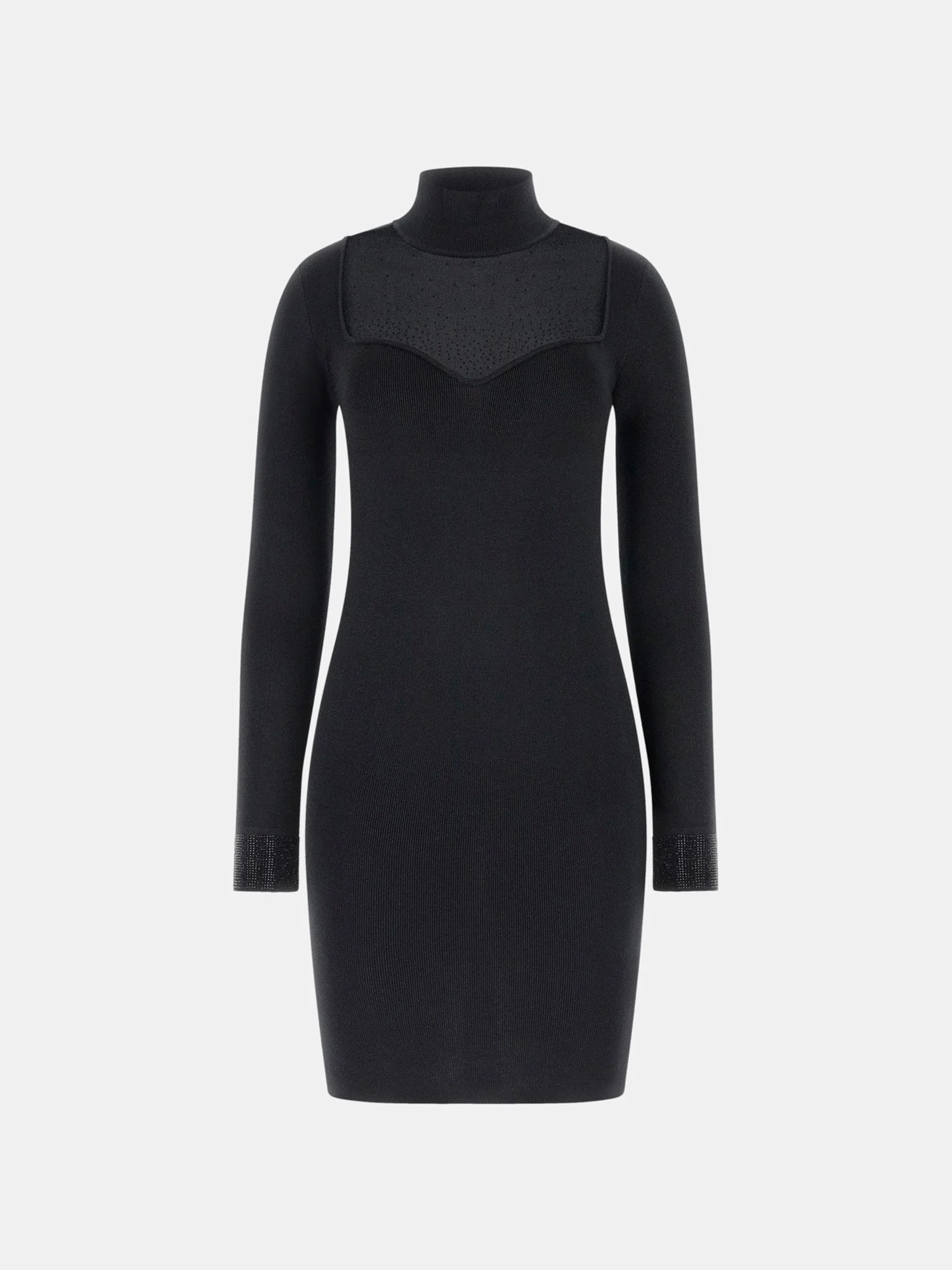 Guess Uzun Kollu Lucy Taş İşlemeli Triko Kadın Siyah Elbise W6RK61Z4842-JBLK