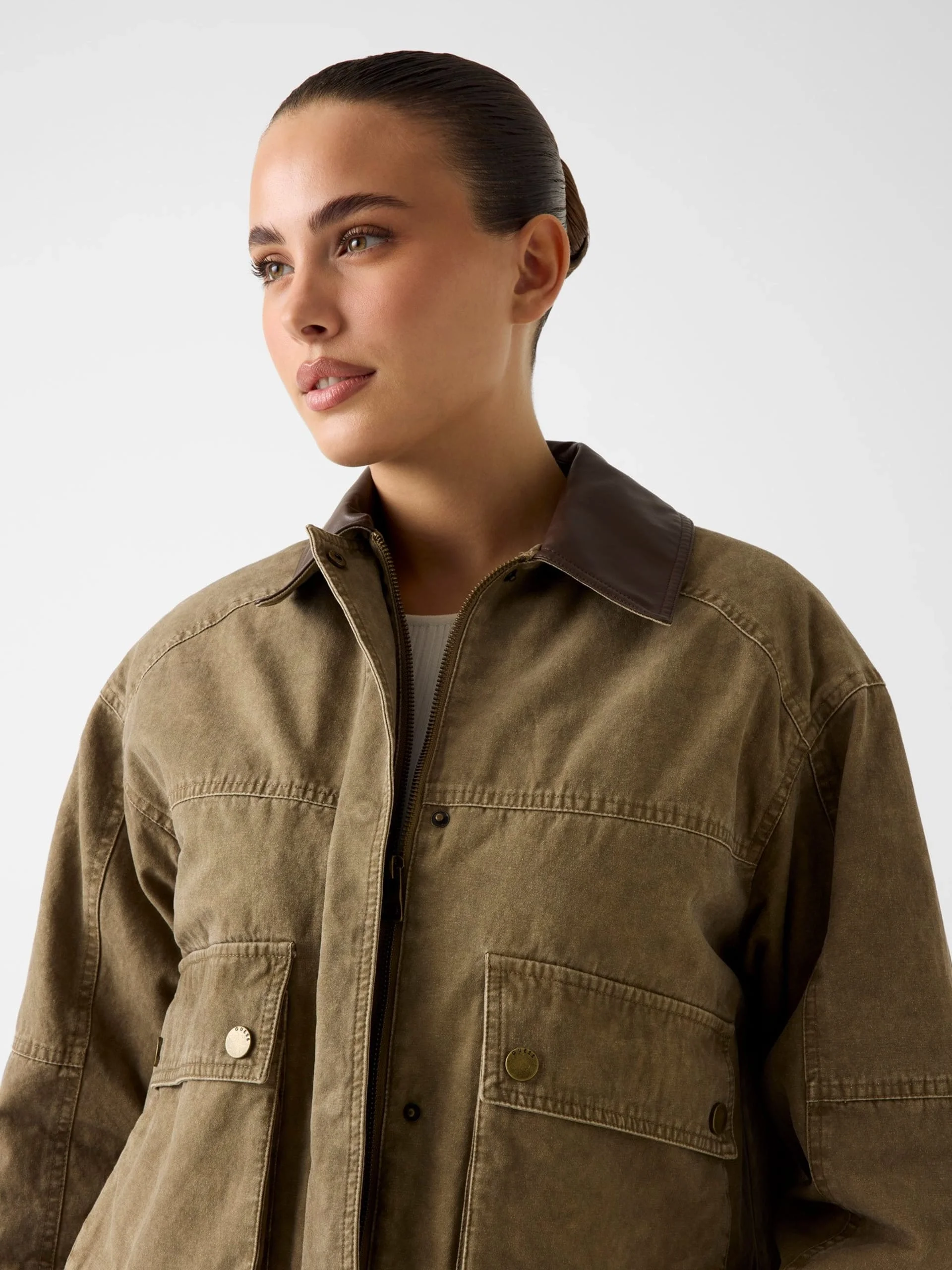 Guess Manon Kısa Field Kadın Yeşil Ceket W6RL51WL372-F8BC