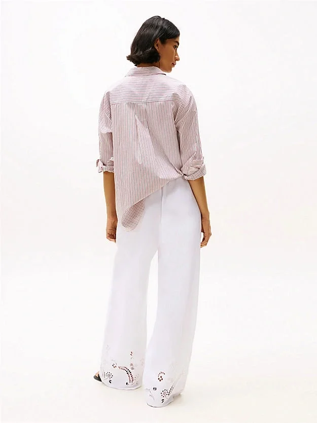 Tommy Hilfiger BRODERIE ANGLAISE LINEN PANTS Kadın  Pantolon WW0WW44782YCF