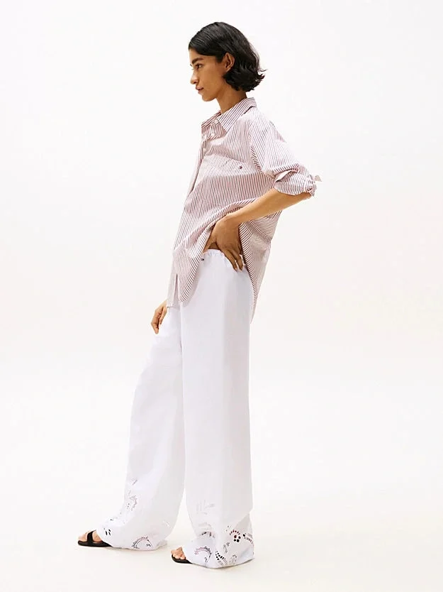 Tommy Hilfiger BRODERIE ANGLAISE LINEN PANTS Kadın  Pantolon WW0WW44782YCF