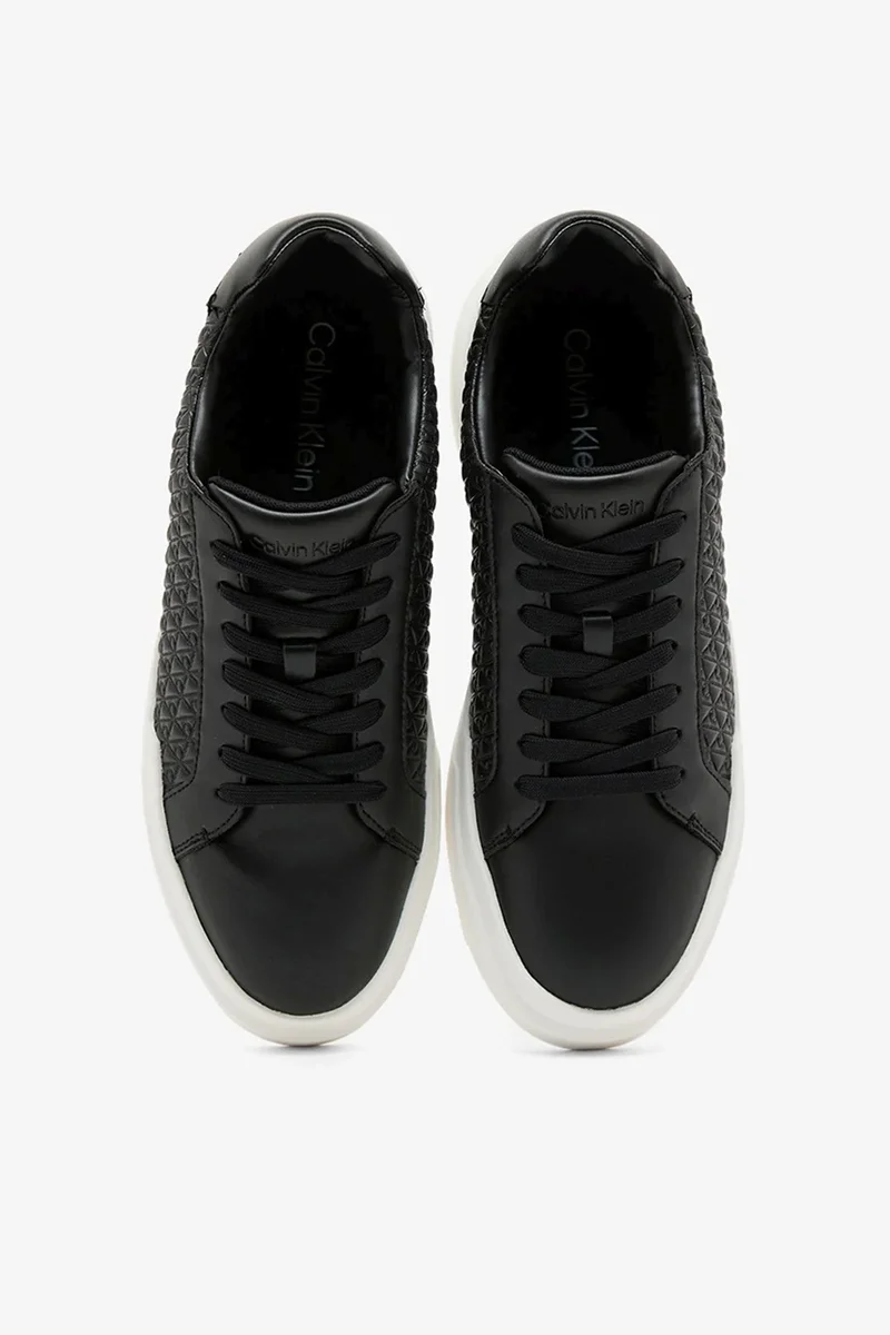 Calvin Klein Chunky Cupsole Bağcıklı Deri Tamamı Baskılı Kadın Siyah Sneaker YW0YW02058-BEH