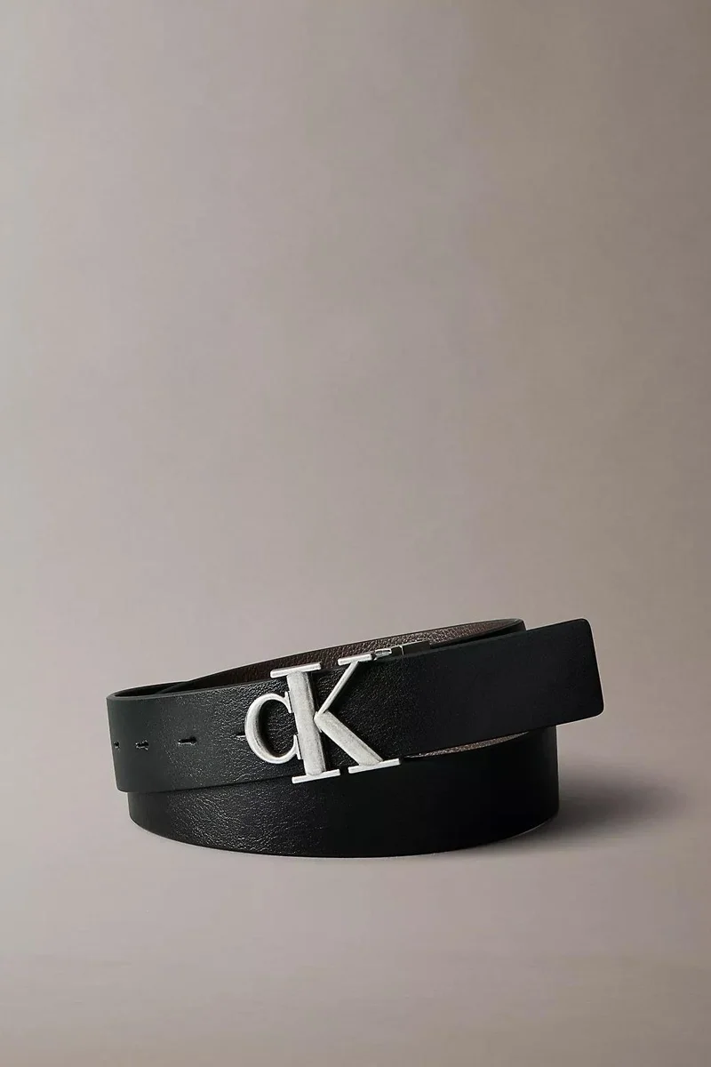 Calvin Klein CK Tokalı Dokulu Deri 35 mm Ayarlanabilir ve Çift Taraflı Erkek Siyah Kemer LV04D7049G-V8L