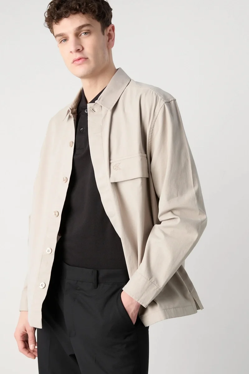 Calvin Klein CLEAN COTTON OVERSHIRT Erkek Bej Gömlek J30J326724-PAN