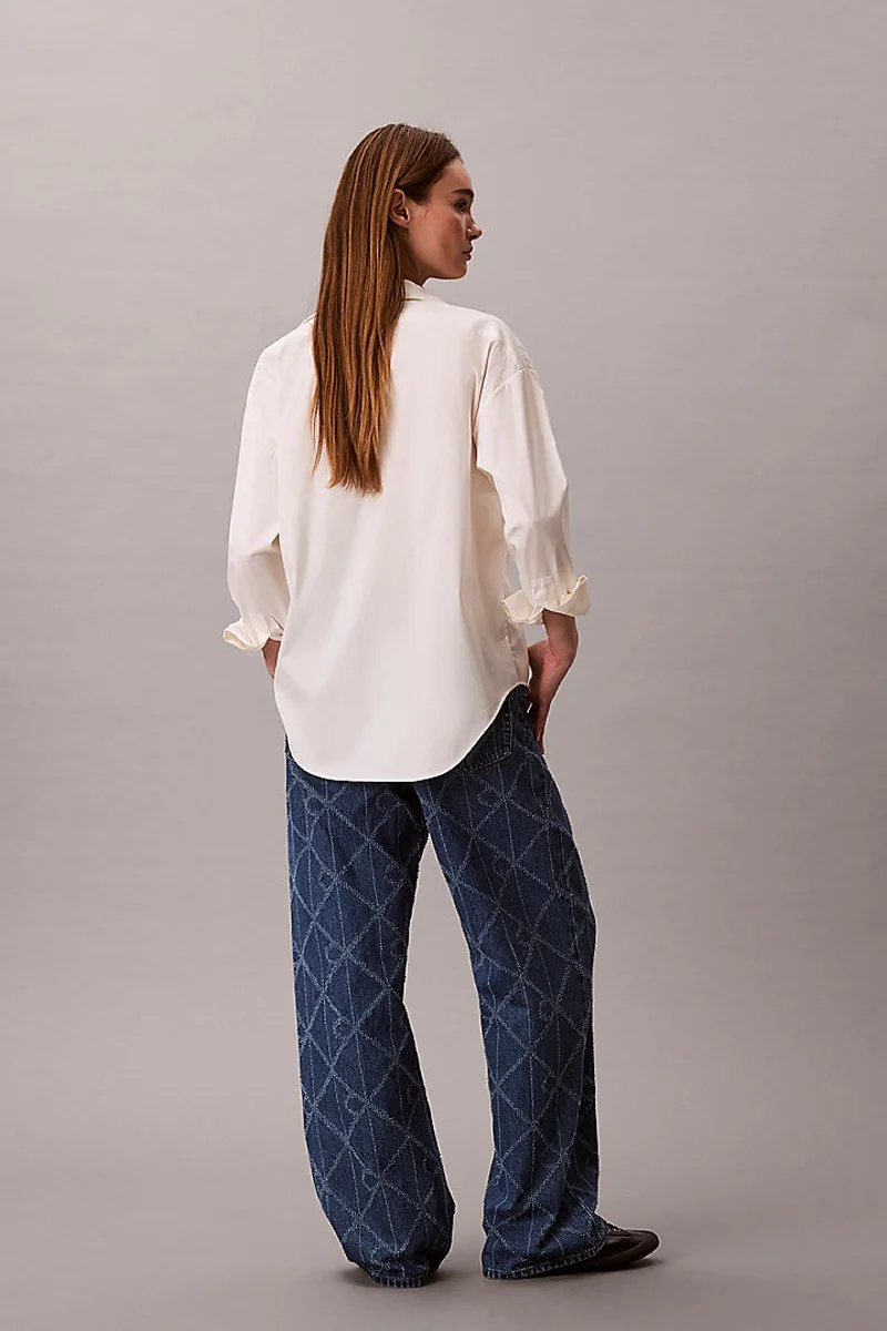 Calvin Klein Düşük Bel Bol Kesim CK Atlantic Kadın Mavi Jeans LV047D709G-YY2