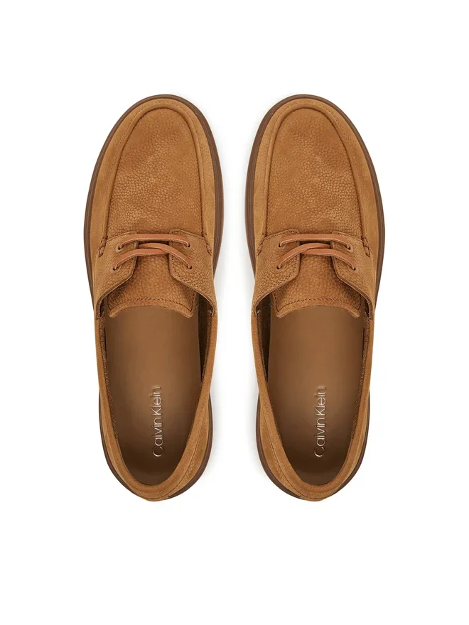 Calvin Klein Erkek Hibrit Bağcıklı Tekne Kahverengi Loafer HM0HM01892-GCX