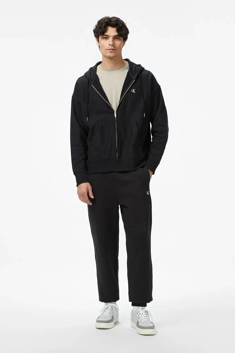 Calvin Klein EU 350 Terry Monogram Erkek Siyah Eşofman Altı LV04RD241G-UB1