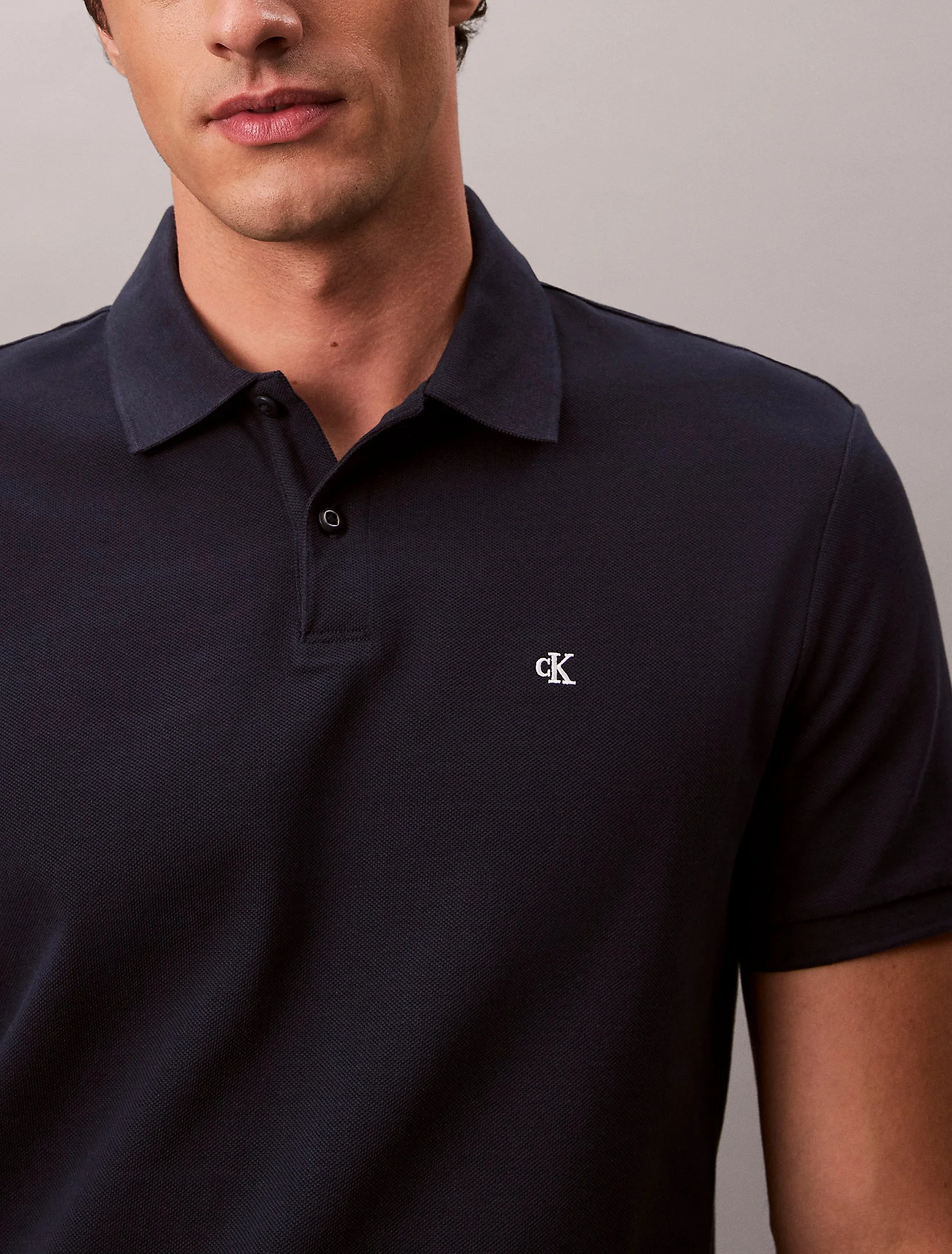 Calvin Klein Global Erkek Mavi  Polo Yaka T-shirt  LV040EM269-CEF