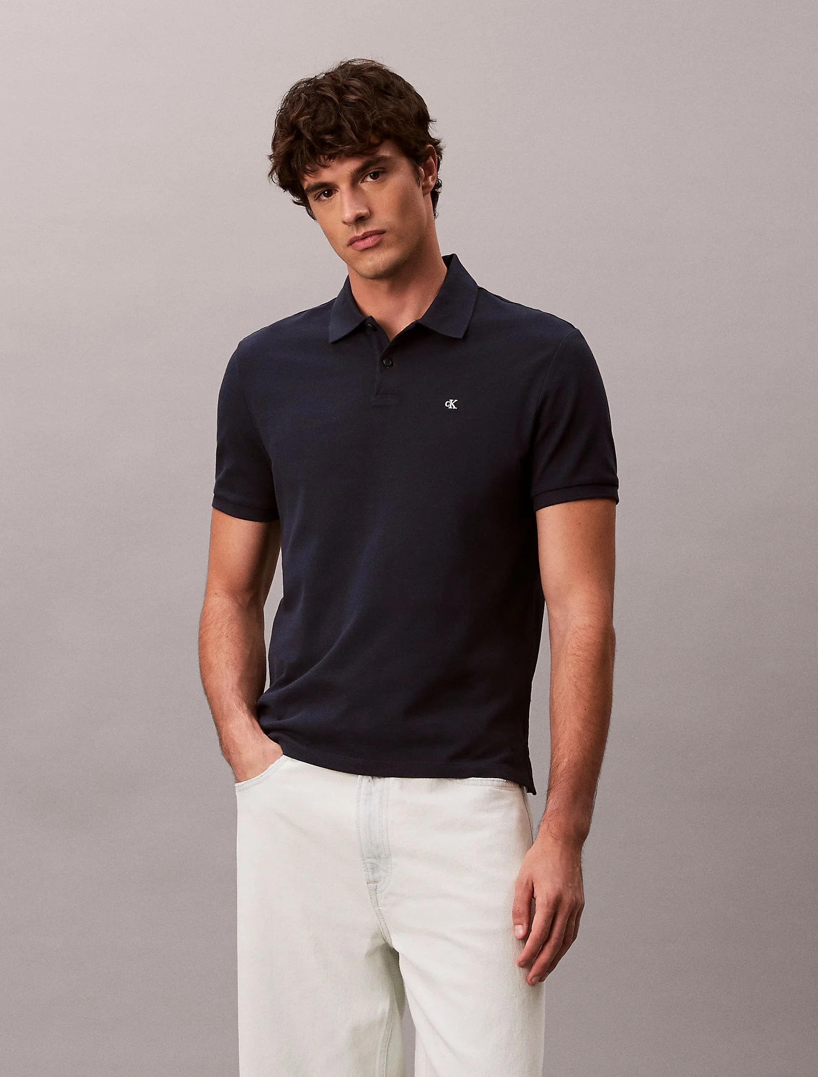 Calvin Klein Global Erkek Mavi  Polo Yaka T-shirt  LV040EM269-CEF