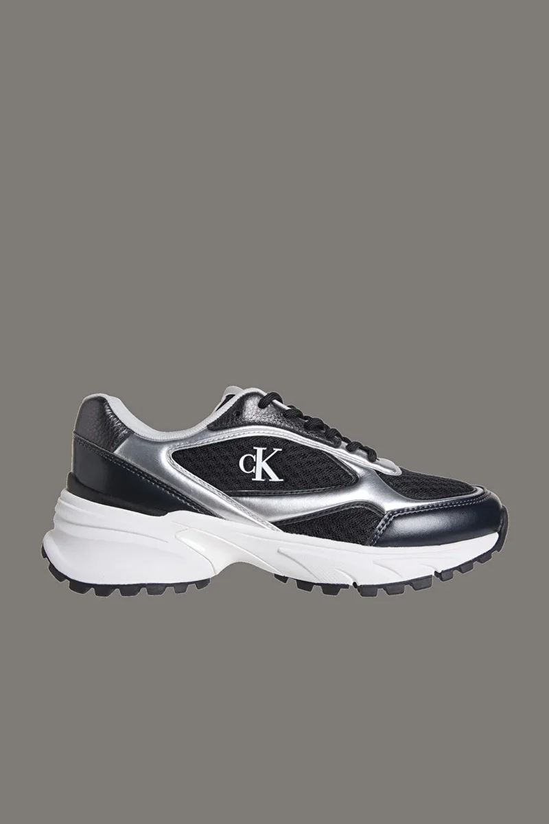 Calvin Klein Hike Runner Bağcıklı File Karışımlı Metalik Kadın Siyah Sneaker YW0YW02063-01L