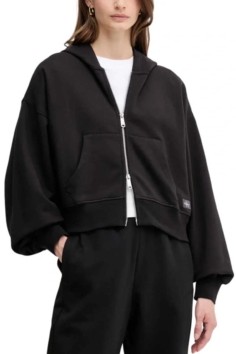 Calvin Klein A- FRENCH TERRY BADGE LOGO FZ HO Kadın Siyah Eşofman Üstü  LV047C216G-UB1