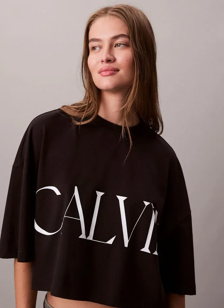 Calvin Klein Calvin Klein Kısa Grafik Baskılı Kısa Kollu Kadın Siyah T-shirt LV047D206G-UB1