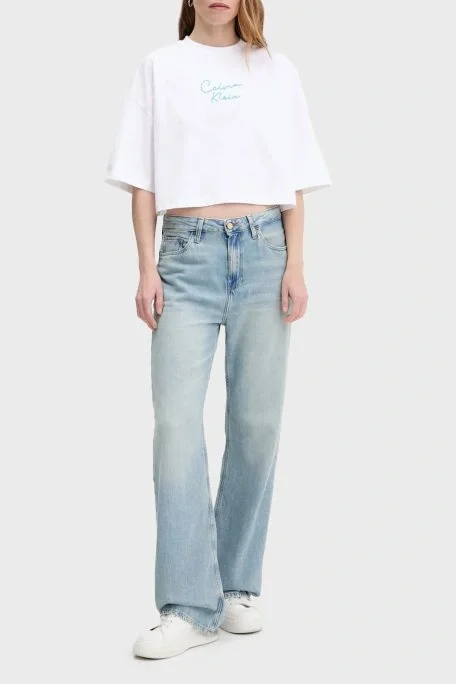 Calvin Klein D1 Collection Kadın Beyaz Crop T-shirt  LV047C202G-YAA