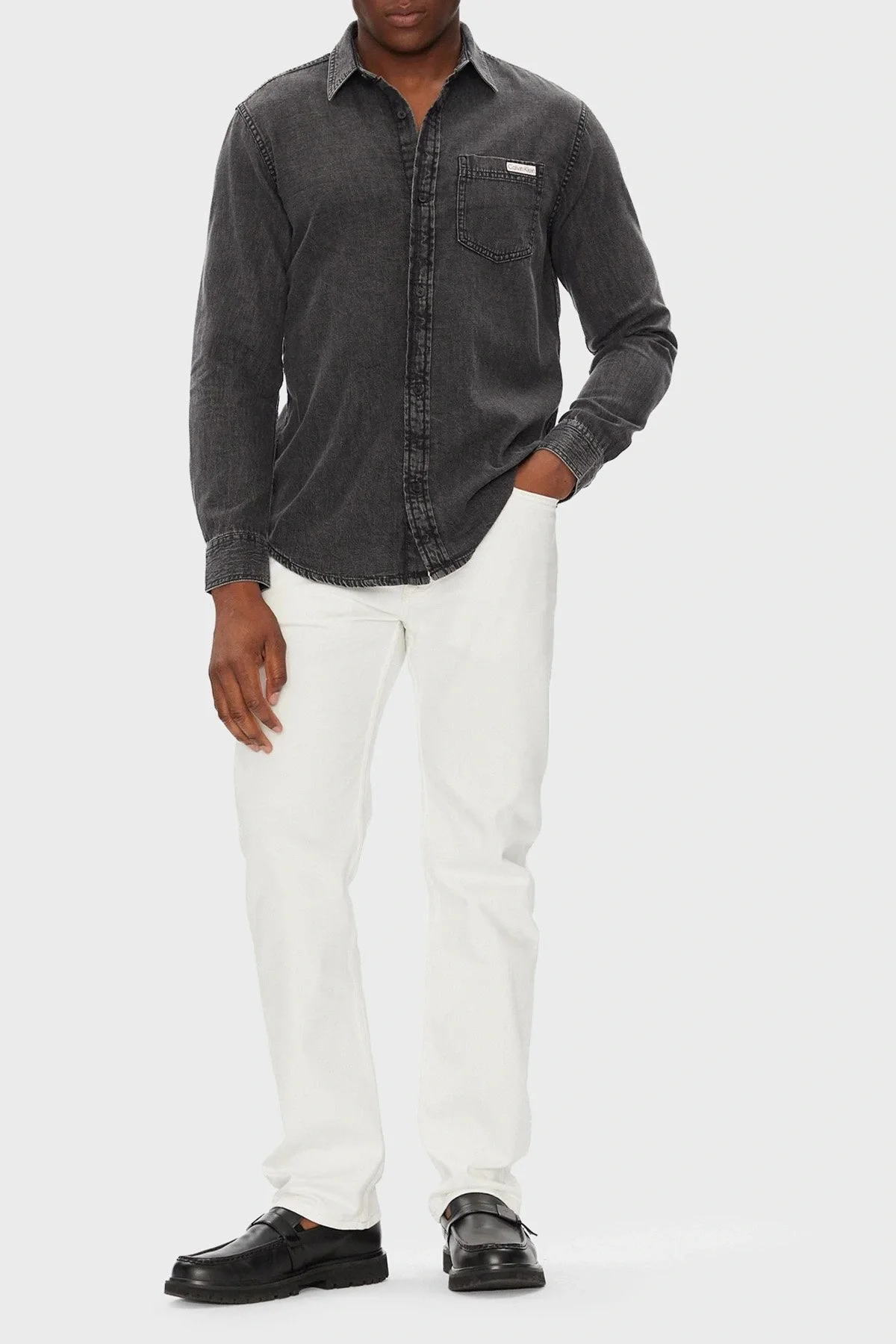 Calvin Klein Denim Shirts Erkek Siyah Gömlek LV040BM733-KQB