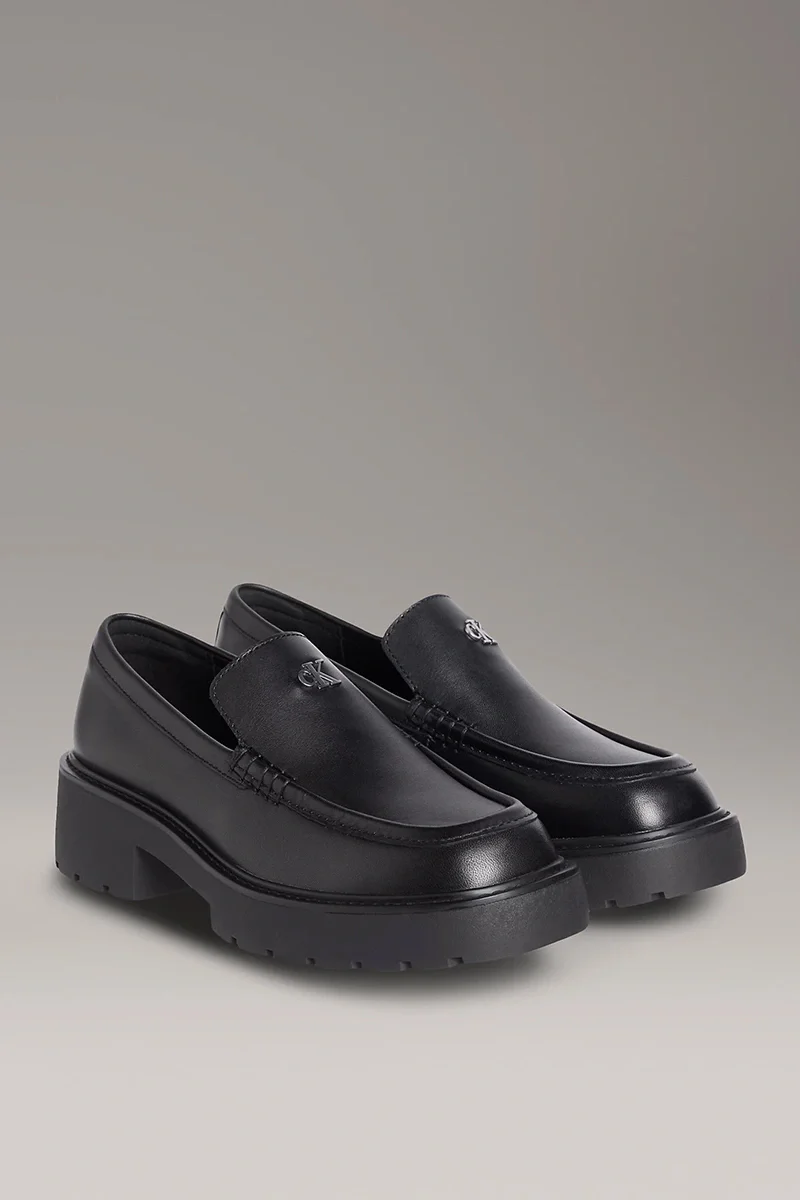 Calvin Klein Deri Kalın Tabanlı Combat Kadın  Siyah Loafer YW0YW01862-BEH