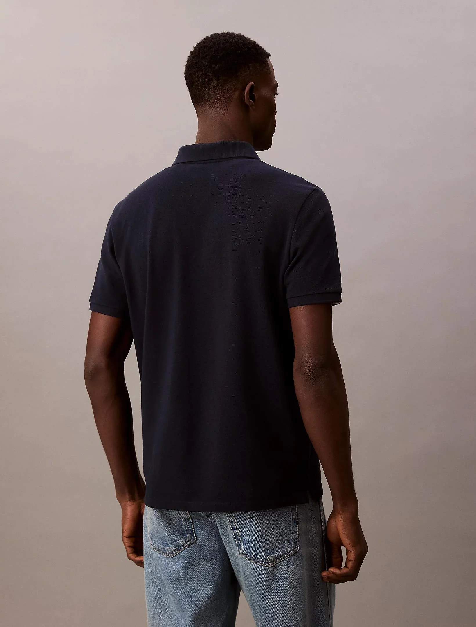 Calvin Klein Global Erkek Mavi  Polo Yaka T-shirt  LV040EM269-CEF