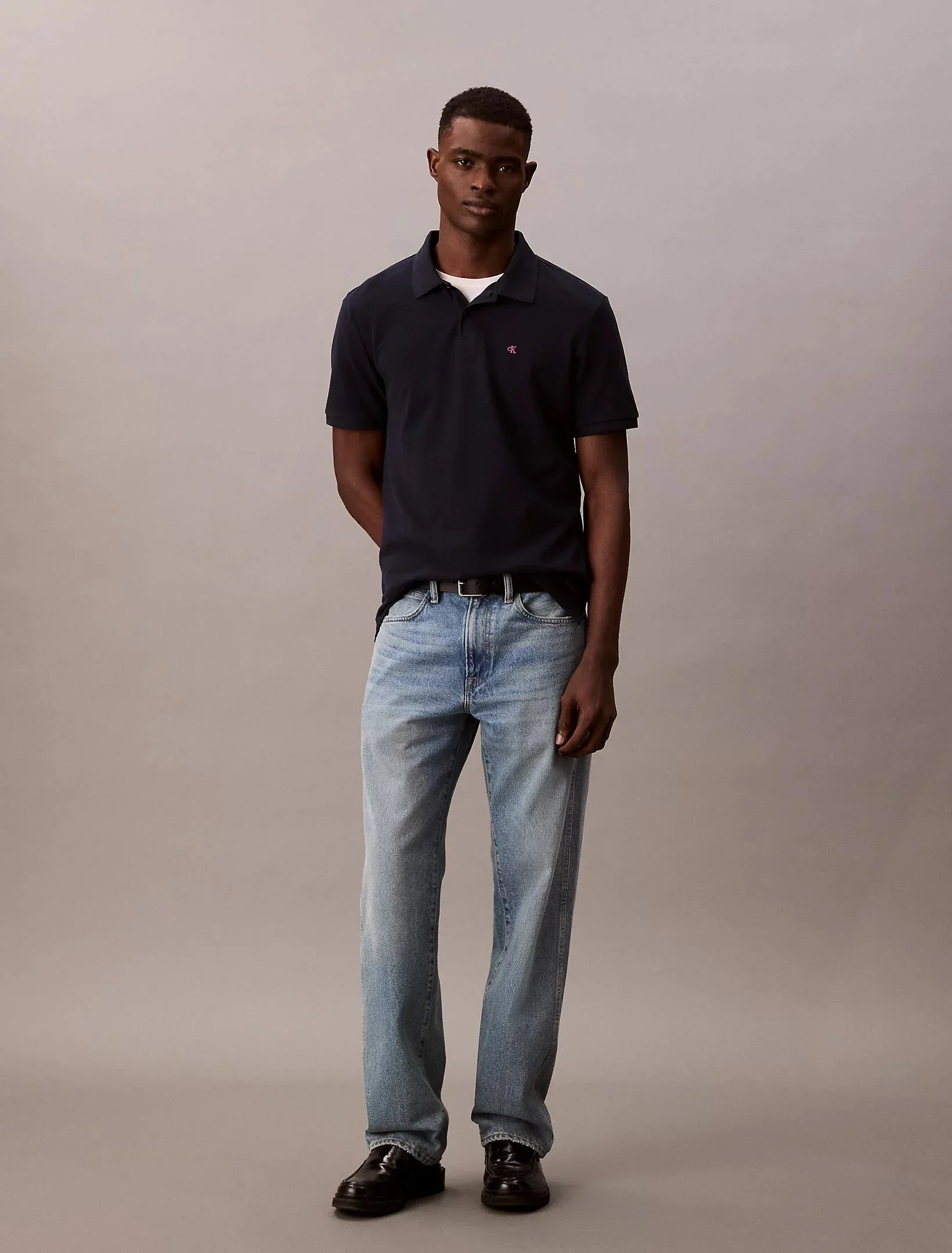 Calvin Klein Global Erkek Mavi  Polo Yaka T-shirt  LV040EM269-CEF