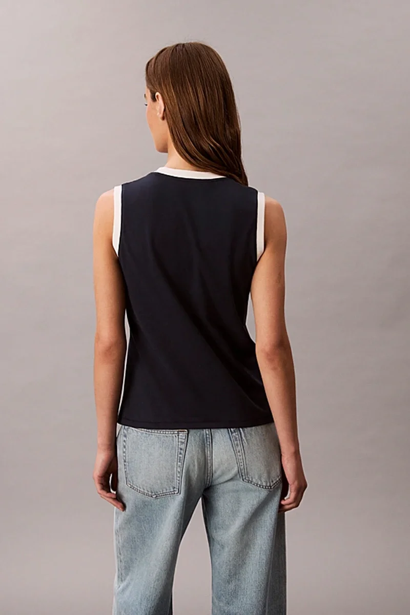 Calvin Klein Kadın CK Logolu Kolsuz Mavi  Atlet  LV047C852G-CEF