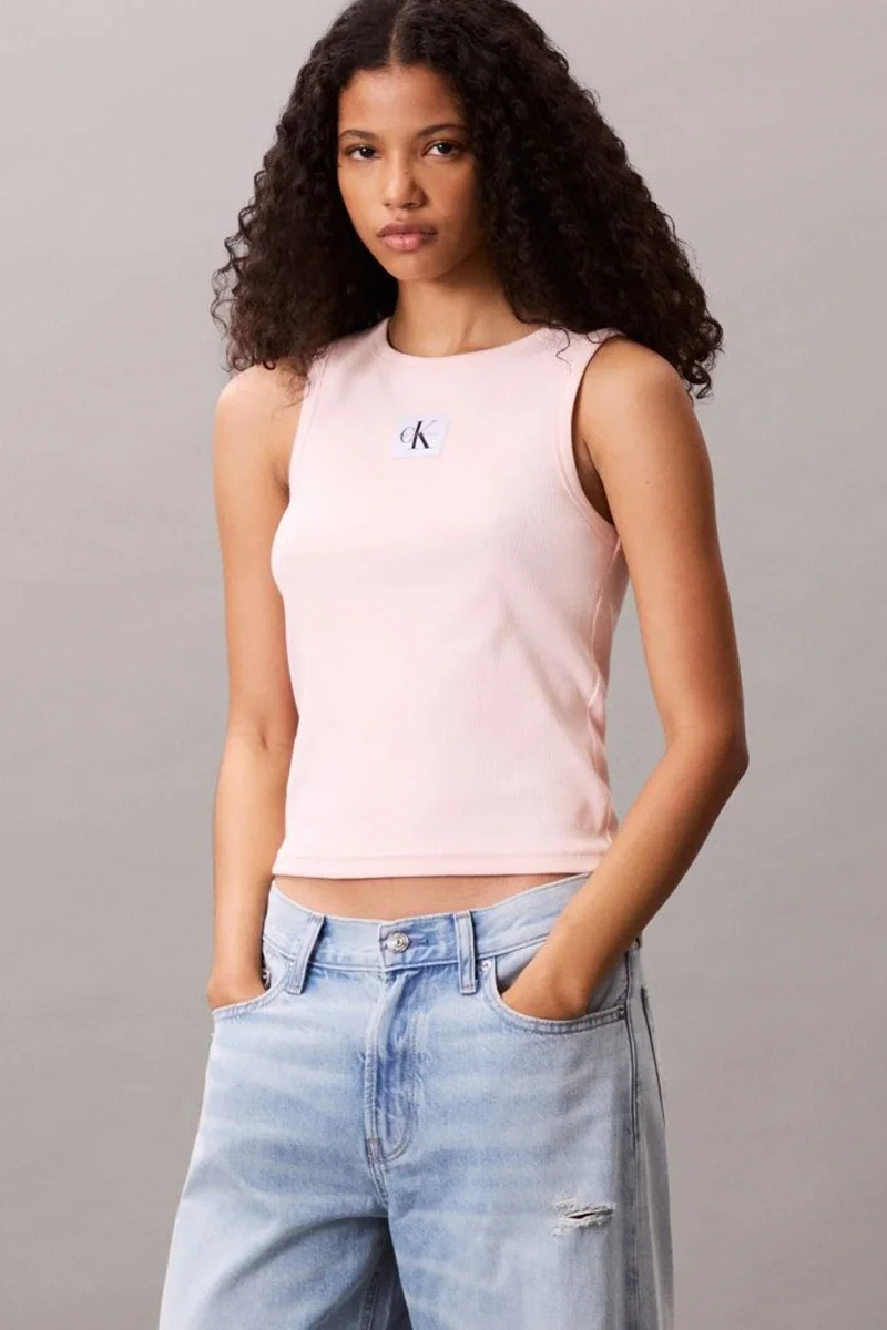 Calvin Klein Kadın Etiketli Pamuklu Fitilli Pembe Bluz LV047C201G-VI7