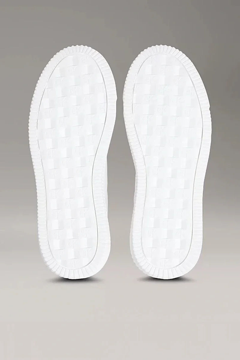 Calvin Klein Kadın Gümüş Rengi Deri Kalın Tabanlı Beyaz Sneaker YW0YW01876-02R