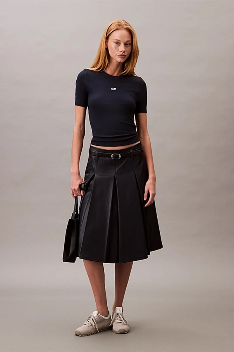 Calvin Klein Kadın Modal Fitilli Mavi T-shirt LV044C901G-CEF