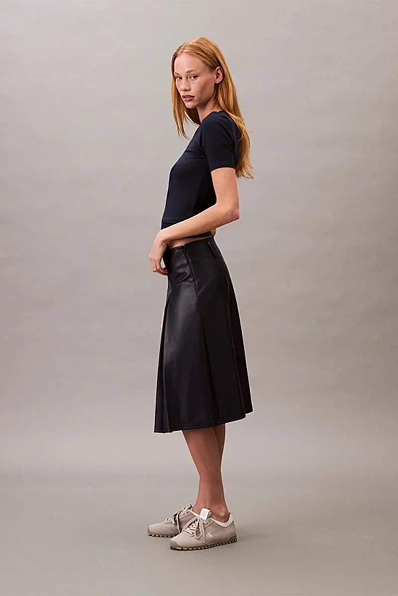 Calvin Klein Kadın Modal Fitilli Mavi T-shirt LV044C901G-CEF