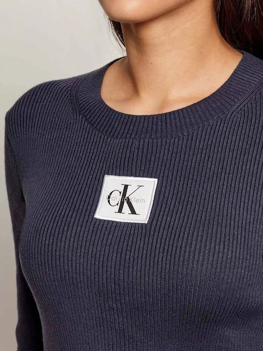 Calvin Klein Kadın Uzun Kollu Kloş Mini Mavi Elbise LV047D307G-VEK