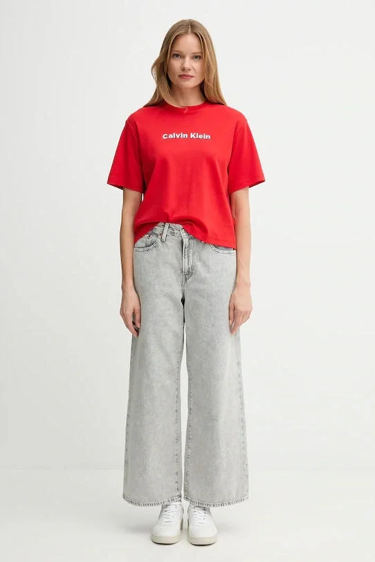 Calvin Klein Kısa Kollu 2 Renkli 3D Nakışlı Logolu Kadın T-shirt LV047D205G-VTW