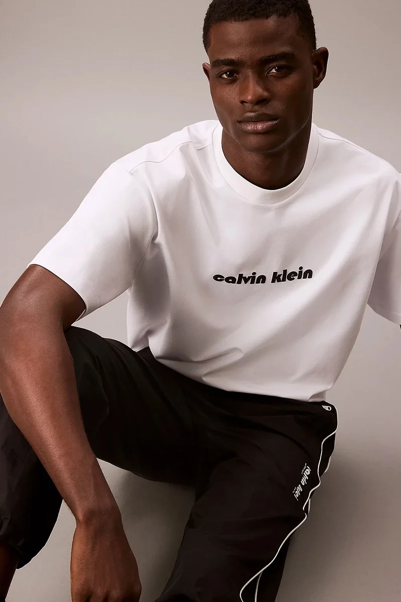 Calvin Klein Rahat Kesim Kırışık Eşofman Altı Erkek  Beyaz Pantolon LV04RC522G-UB1