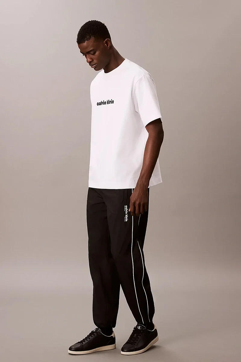 Calvin Klein Rahat Kesim Kırışık Eşofman Altı Erkek  Beyaz Pantolon LV04RC522G-UB1