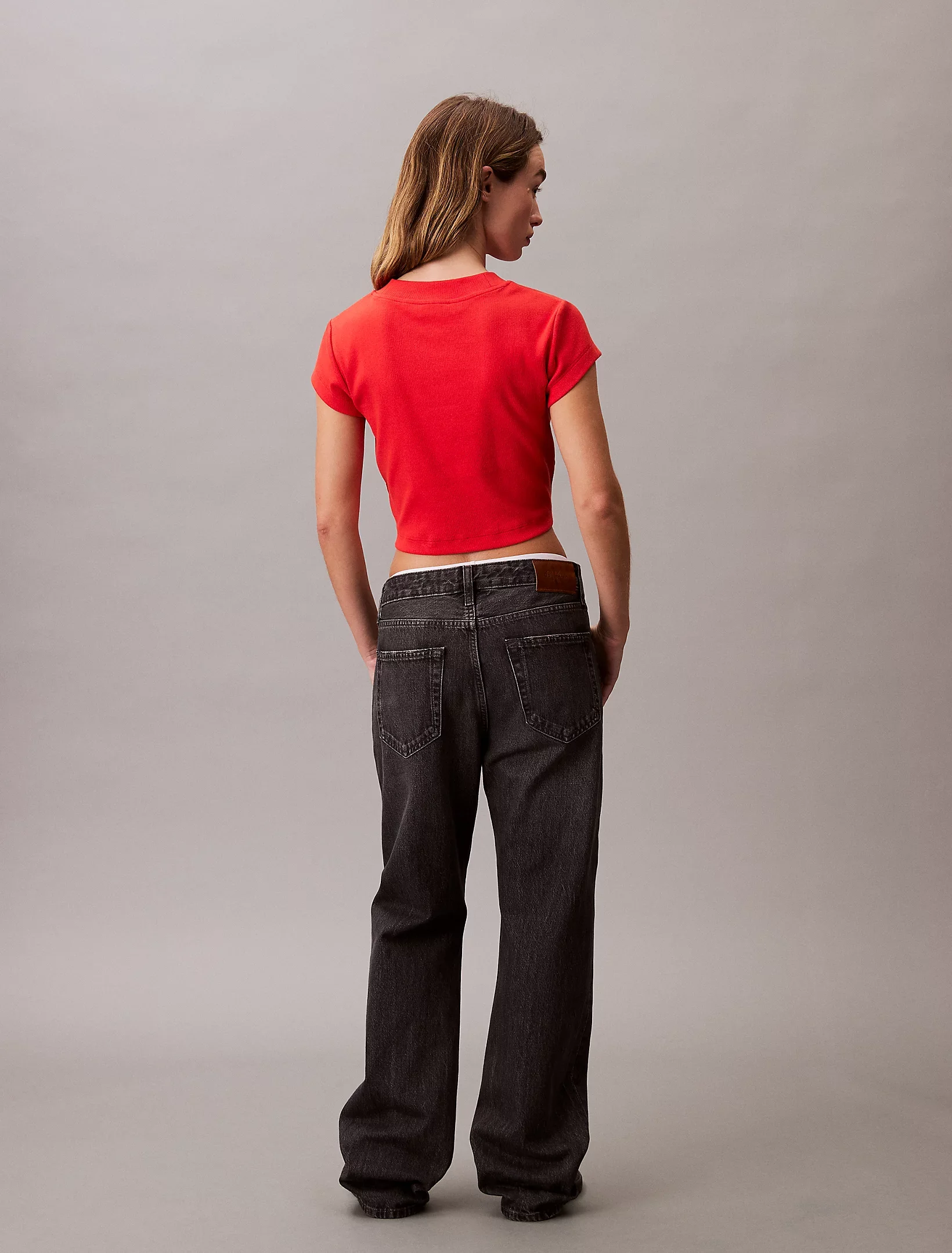 Calvin Klein Rib Kadın Kırmızı T-shirt LV047AB802-TNC