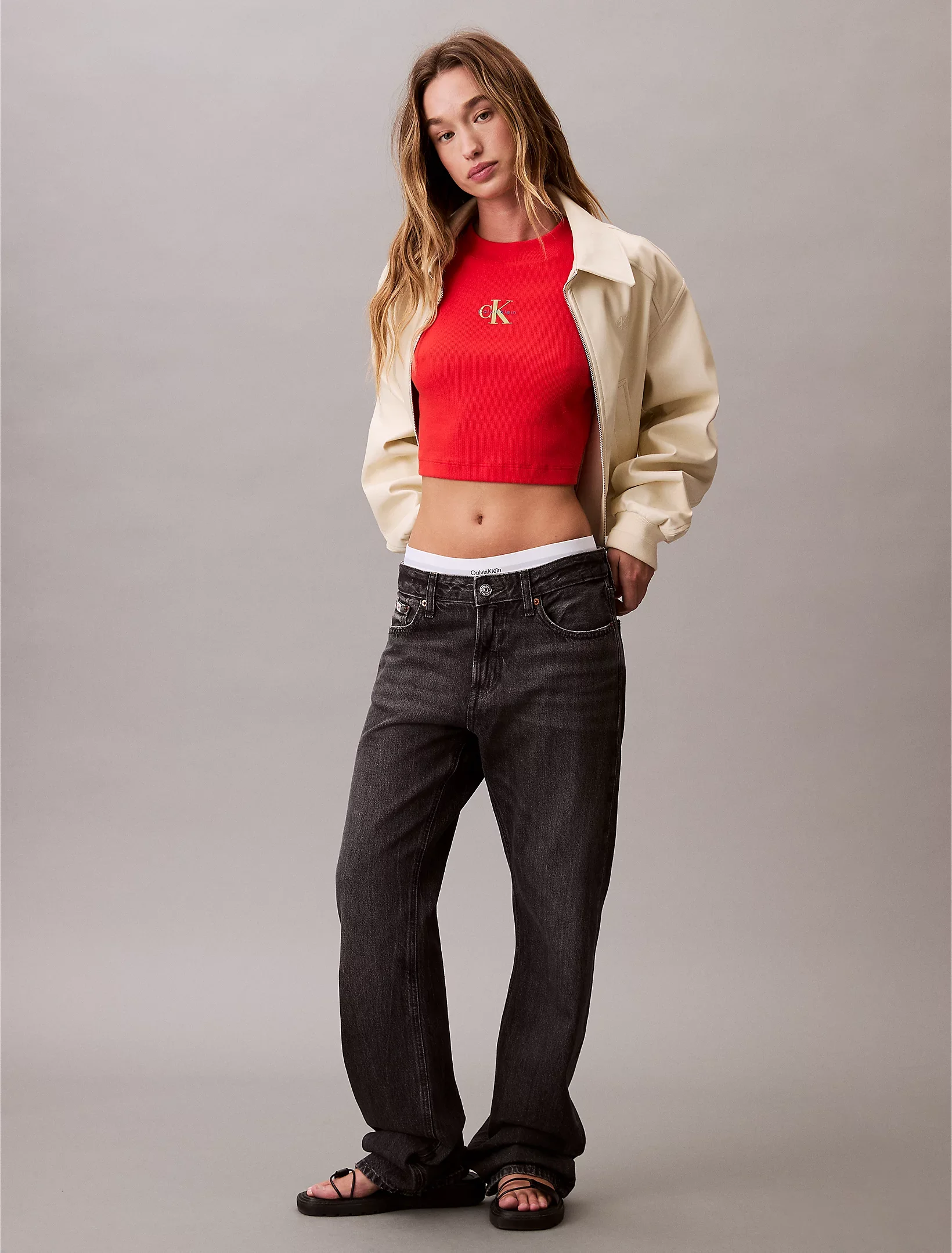 Calvin Klein Rib Kadın Kırmızı T-shirt LV047AB802-TNC