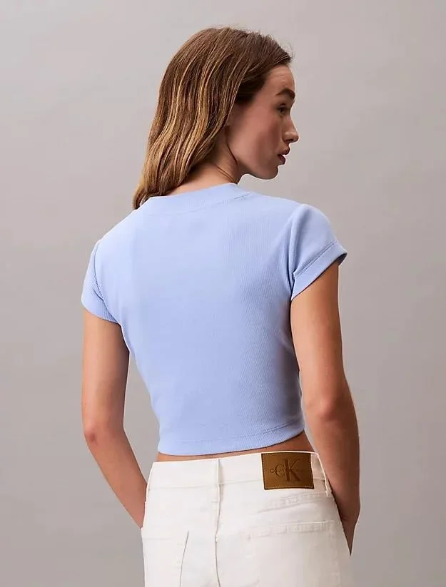 Calvin Klein Rib Kadın Mavi T-shirt LV047AB802-7ZQ