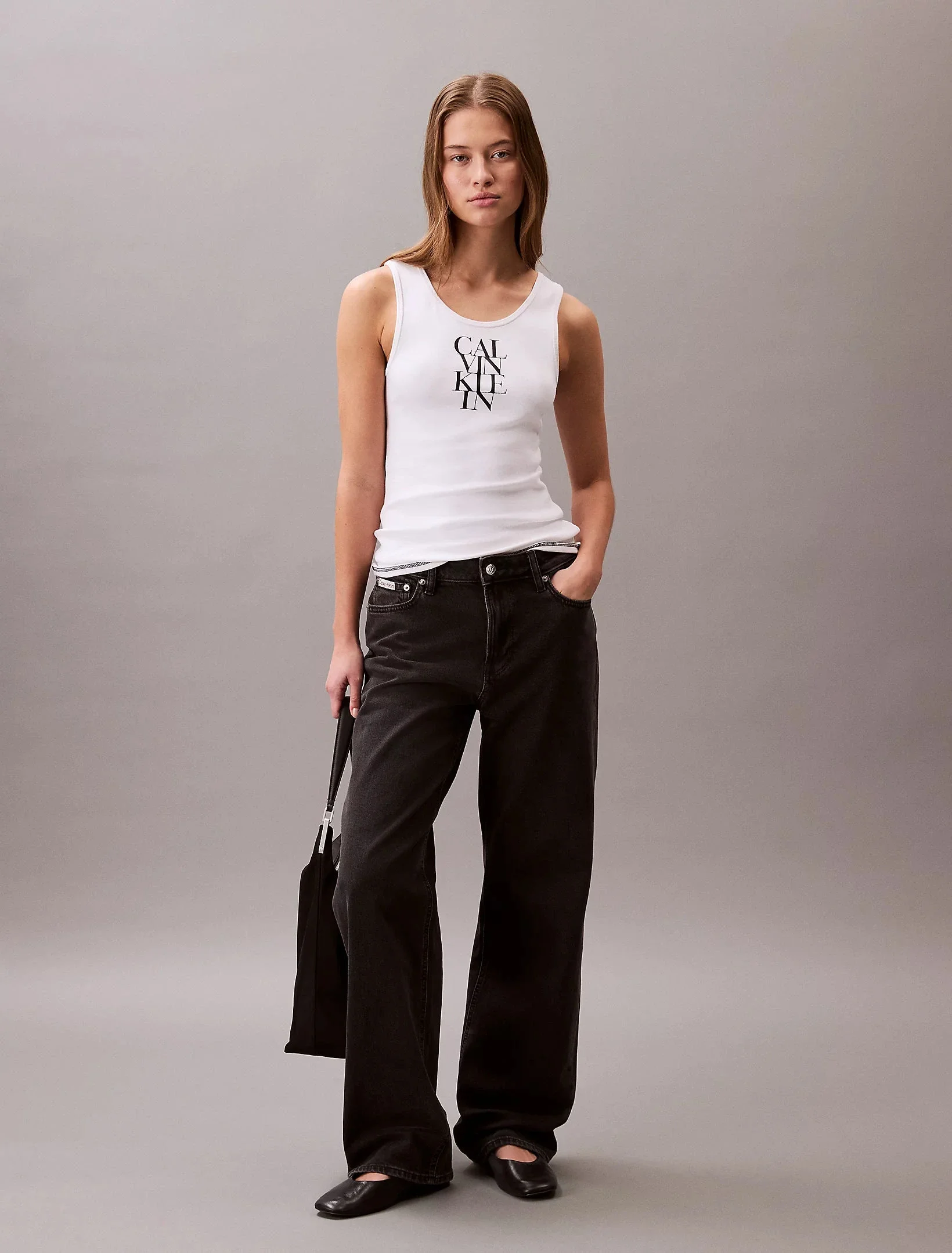 Calvin Klein SL COTTON RIB SOLID TANK Kadın Beyaz Bluz LV044C219G-YAA