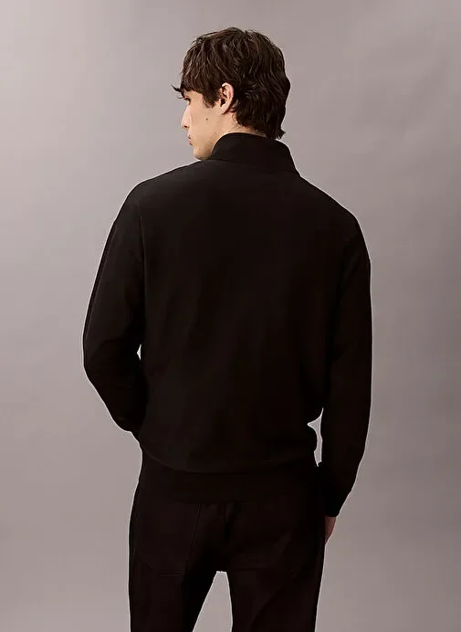 Calvin Klein Uzun Kollu Premium Penye Mikro Monologolu Erkek Siyah Sweatshirt LV04RD236G-UB1