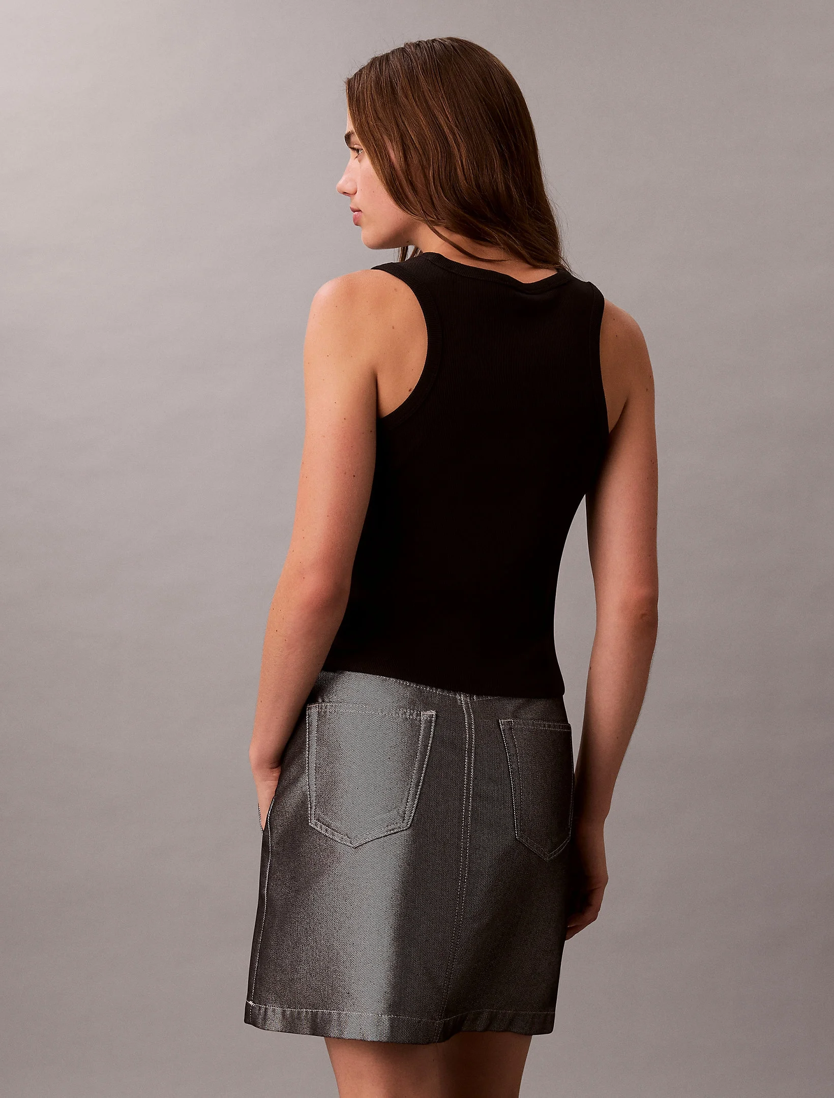 Calvin Klein Kadın Etiketli Pamuklu Fitilli Siyah Bluz LV047C201G-UB1