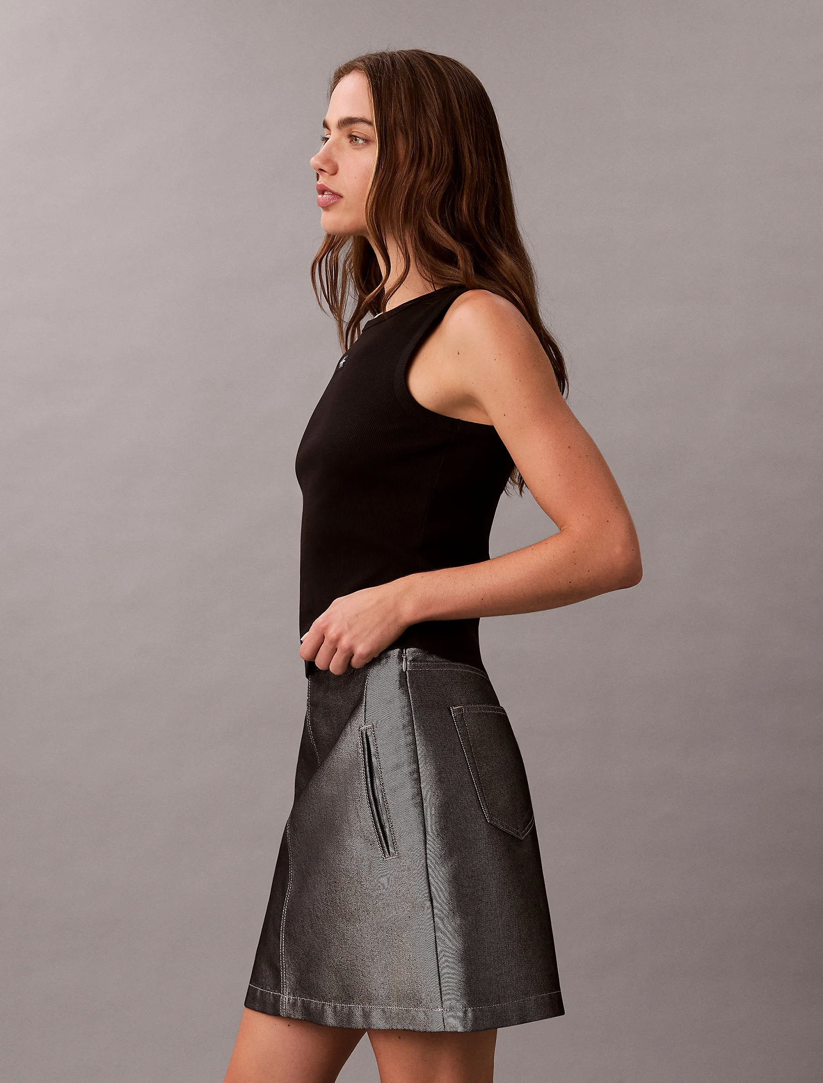 Calvin Klein Kadın Etiketli Pamuklu Fitilli Siyah Bluz LV047C201G-UB1