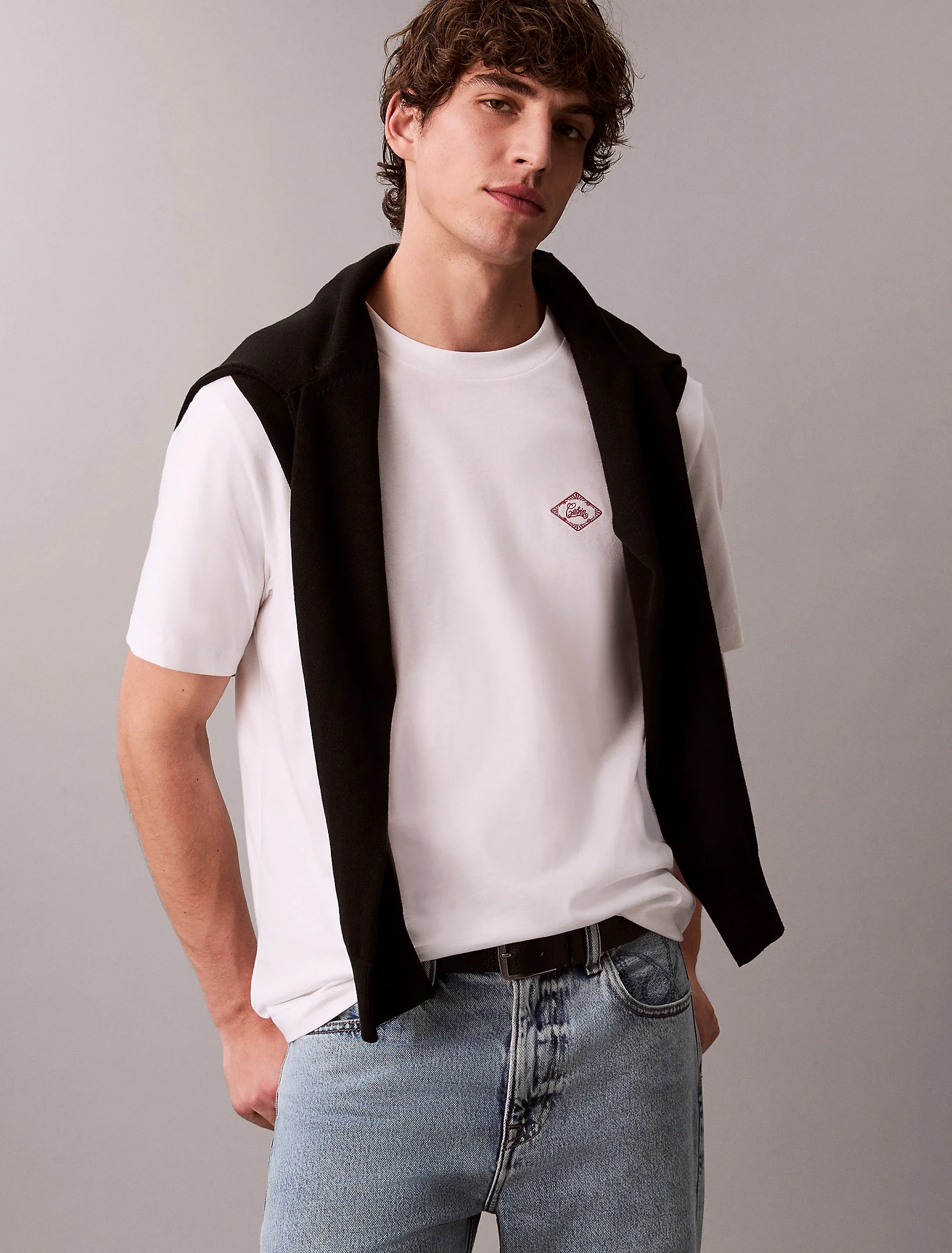 Calvin Klein Kısa Kollu 20s Calvin Matchbox Grafik Baskılı Erkek Beyaz T-shirt LV04RE802G-YAA