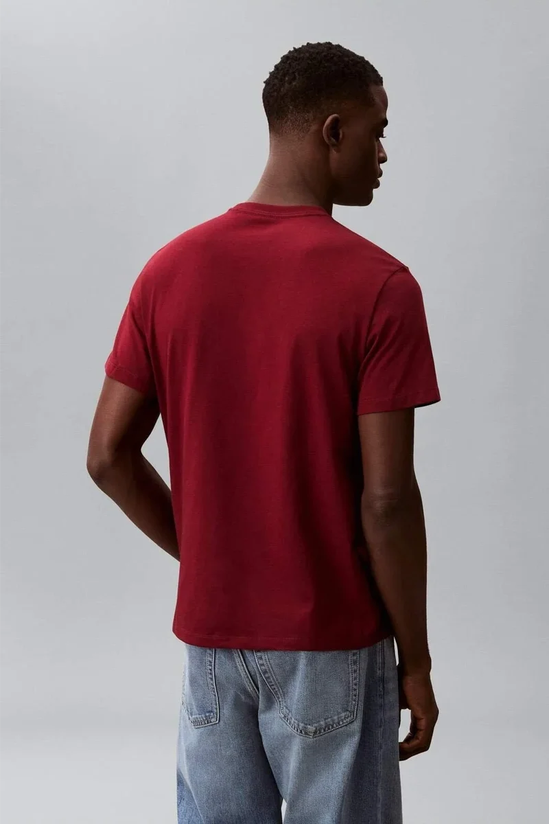 Calvin Klein Kısa Kollu 30s Mikro Monologo Grafik Baskılı Erkek Kırmızı T-shirt LV04RB866G-WCV