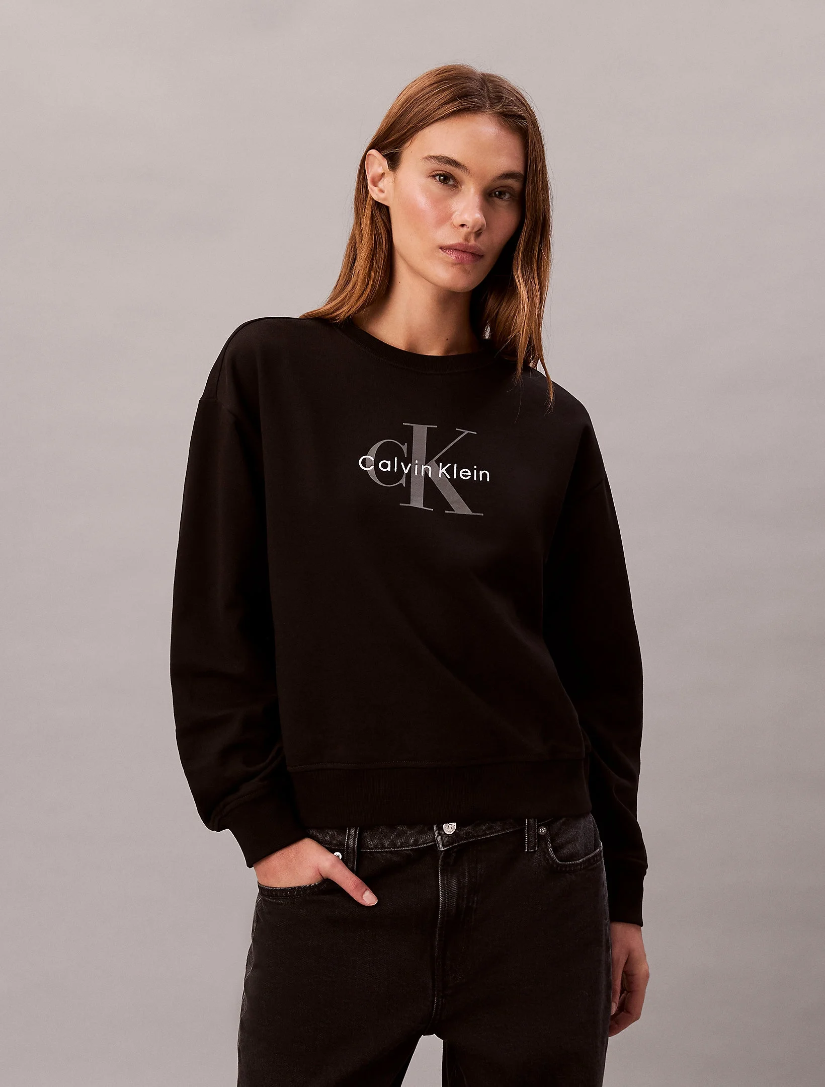 Calvin Klein LS MNLG FRNCH TRRY R Kadın  Sweatshirt  LV047B234G-UB1