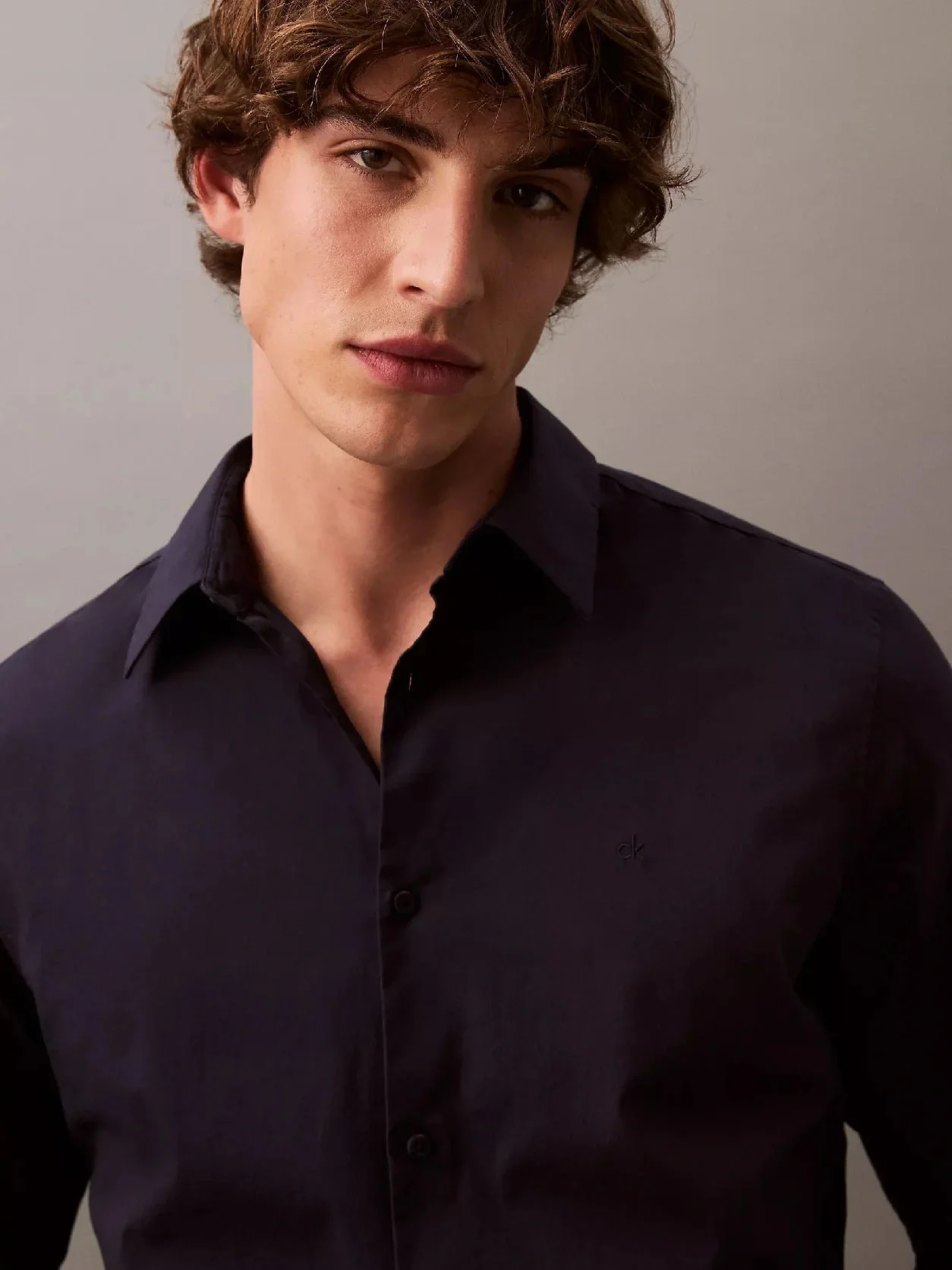 Calvin Klein LS SOLID STRETCH SLIM SHIRT Erkek MAVİ Gömlek LV04LB145G-CEF