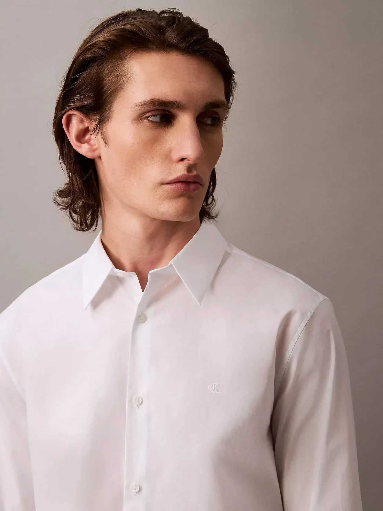 Calvin Klein LS SOLID STRETCH SLIM SHIRT Erkek BEYAZ Gömlek LV04LB145G-YAA