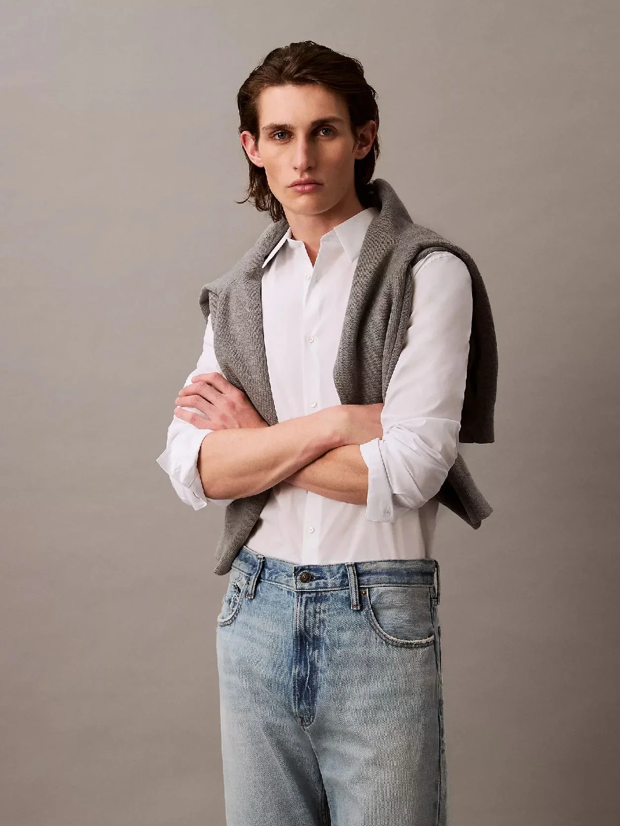 Calvin Klein LS SOLID STRETCH SLIM SHIRT Erkek BEYAZ Gömlek LV04LB145G-YAA